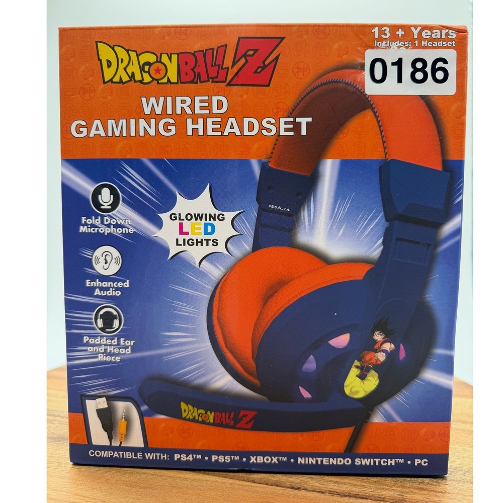 Dragon Ball Z Wired Gaming Headset Glowing LED PS5 Xbox Switch PC Goku New 0186